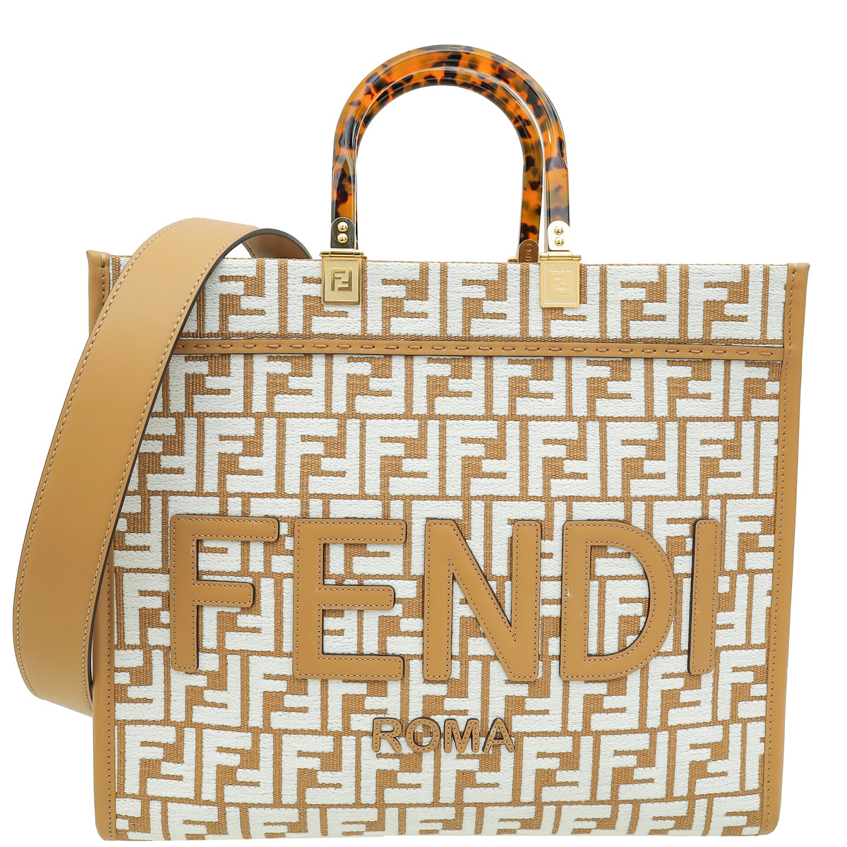 Fendi Multicolor Raffia Chenille Sunshine Shopper Medium Bag