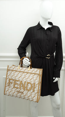 Fendi Multicolor Raffia Chenille Sunshine Shopper Medium Bag
