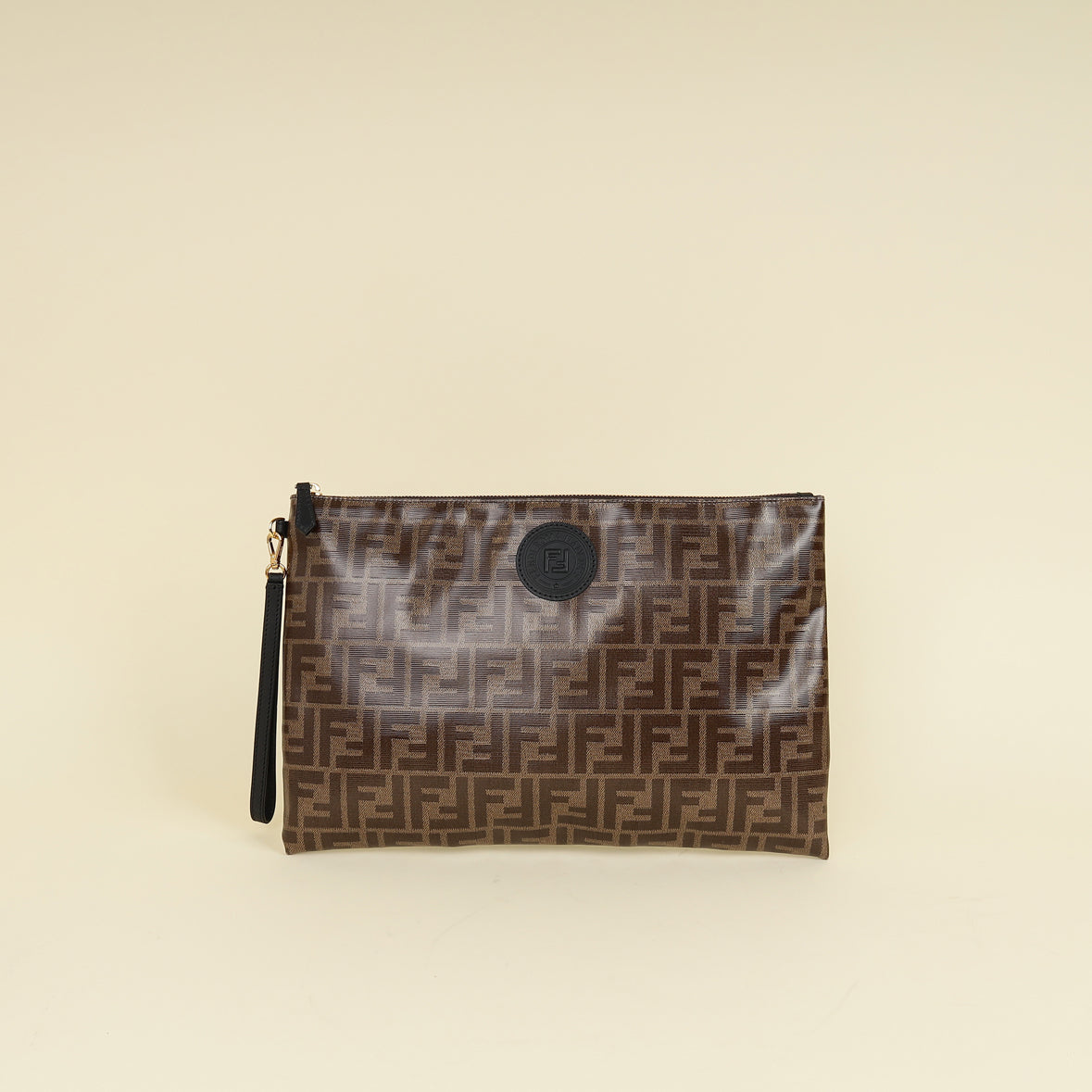 Fendi Brown FF Large Flat Wristlet Pouch
