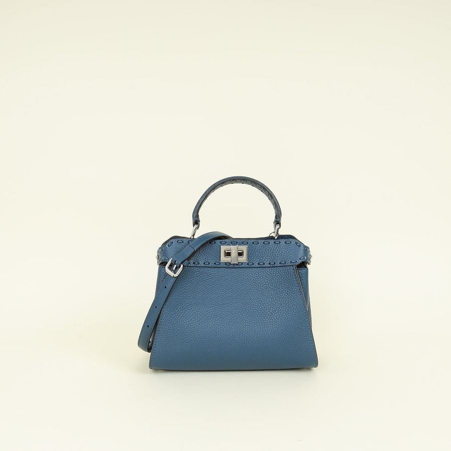 Fendi Navy Blue Selleria Mini Peekaboo Bag