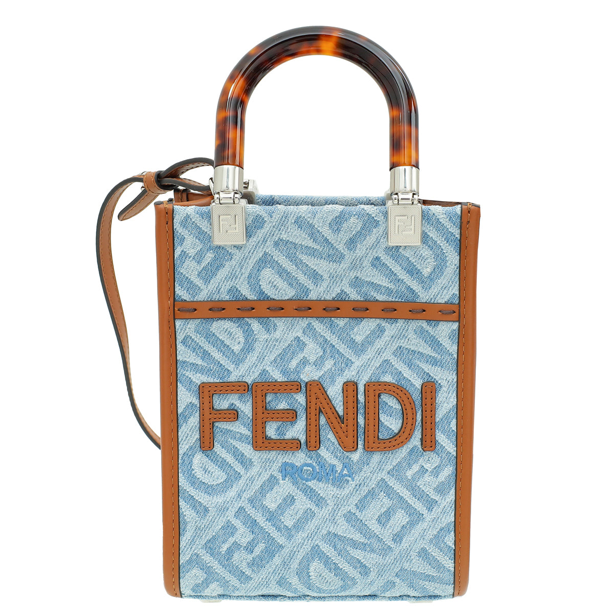 Fendi Bicolor Denim Mini Sunshine Shopper Bag