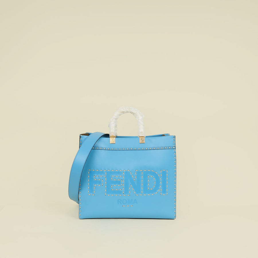 Fendi Blue Sunshine Medium Shopping Tote Bag