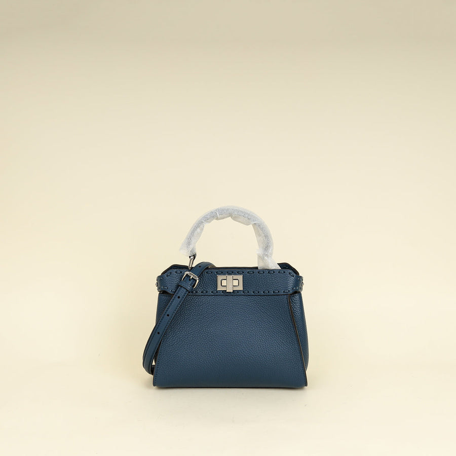 Fendi Dark Teal Selleria Mini  Peekaboo Bag