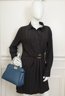 Fendi Dark Teal Selleria Mini  Peekaboo Bag