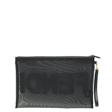 Fendi Black Logo Mesh Wristlet Pouch