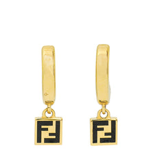 Fendi Gold FF Drop Hoop Earrings