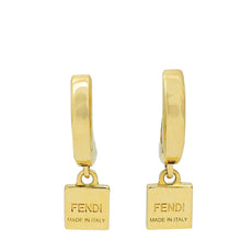 Fendi Gold FF Drop Hoop Earrings