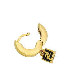 Fendi Gold FF Drop Hoop Earrings