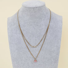 Fendi Gold Finish Logo Crystal Double Layer Necklace