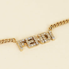 Fendi Gold Finish Logo Crystal Double Layer Necklace