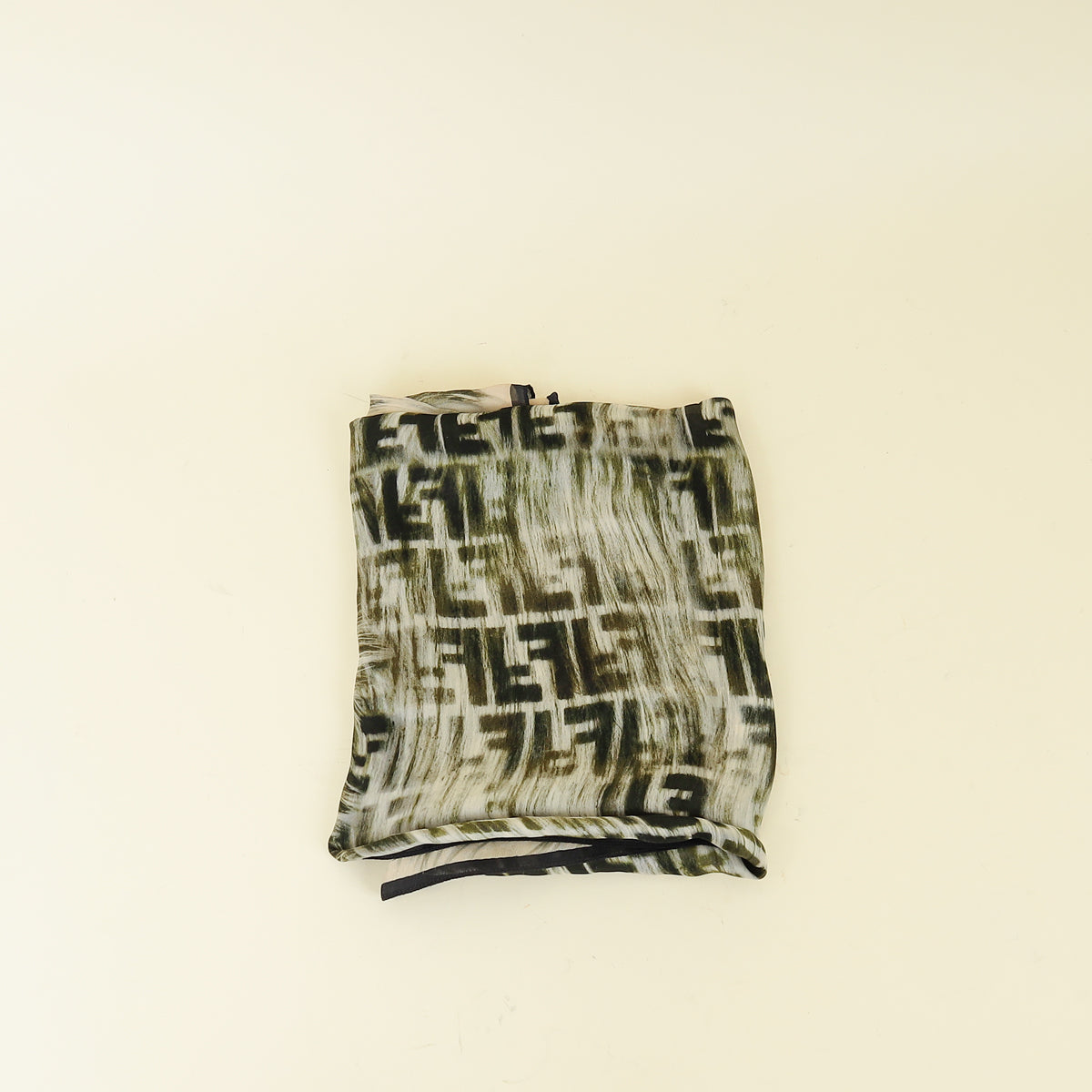 Fendi Tricolor Fur and Zucca Print Silk Scarf