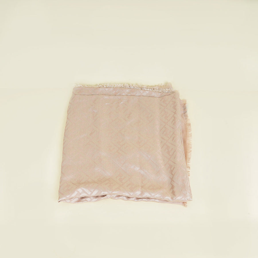 Fendi Blush Beige FF Silk And Wool Shawl