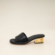 Fendi Black Nappa Baguette 60mm Slide Sandals 37