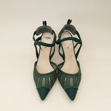 Fendi Green FF Mesh Colibri Slingback Pump 37