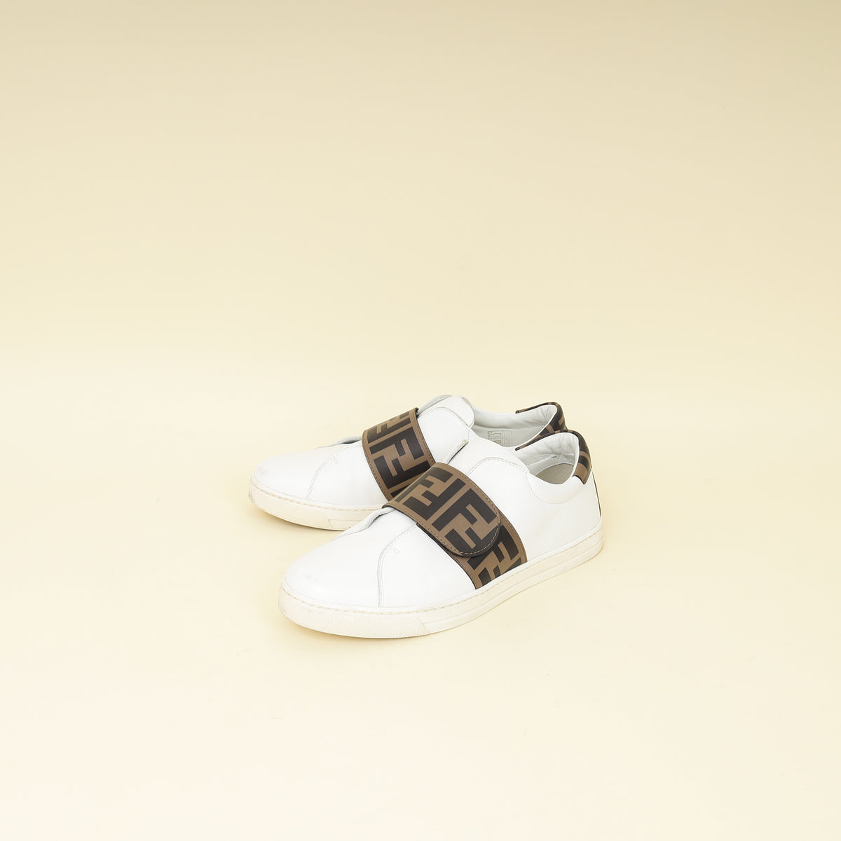 Fendi Bicolor FF Velcro Slip On Sneakers 37