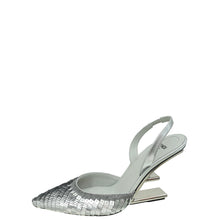 Fendi Metallic Silver Paillette Embellished First Sequins Slingback 37