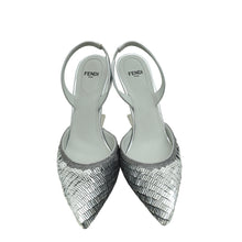Fendi Metallic Silver Paillette Embellished First Sequins Slingback 37