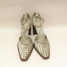 Fendi Tortora Nuvola FF Chenille Velvet FF Cut Baguette Ankle Strap 105mm Pumps 38.5
