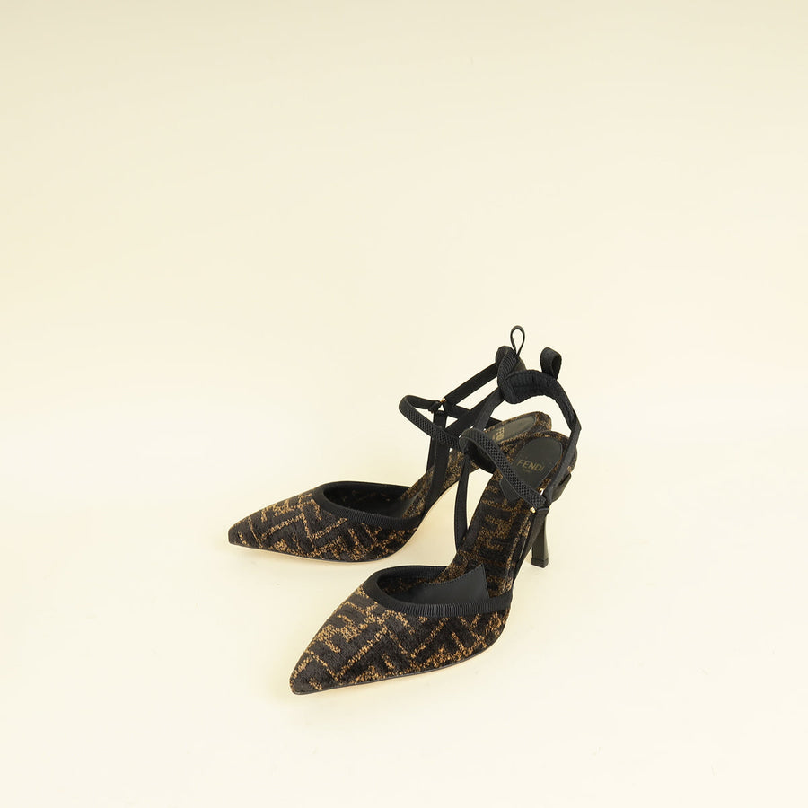 Fendi Bicolor Colibrì Lite High-Heeled Slingback Pump 38