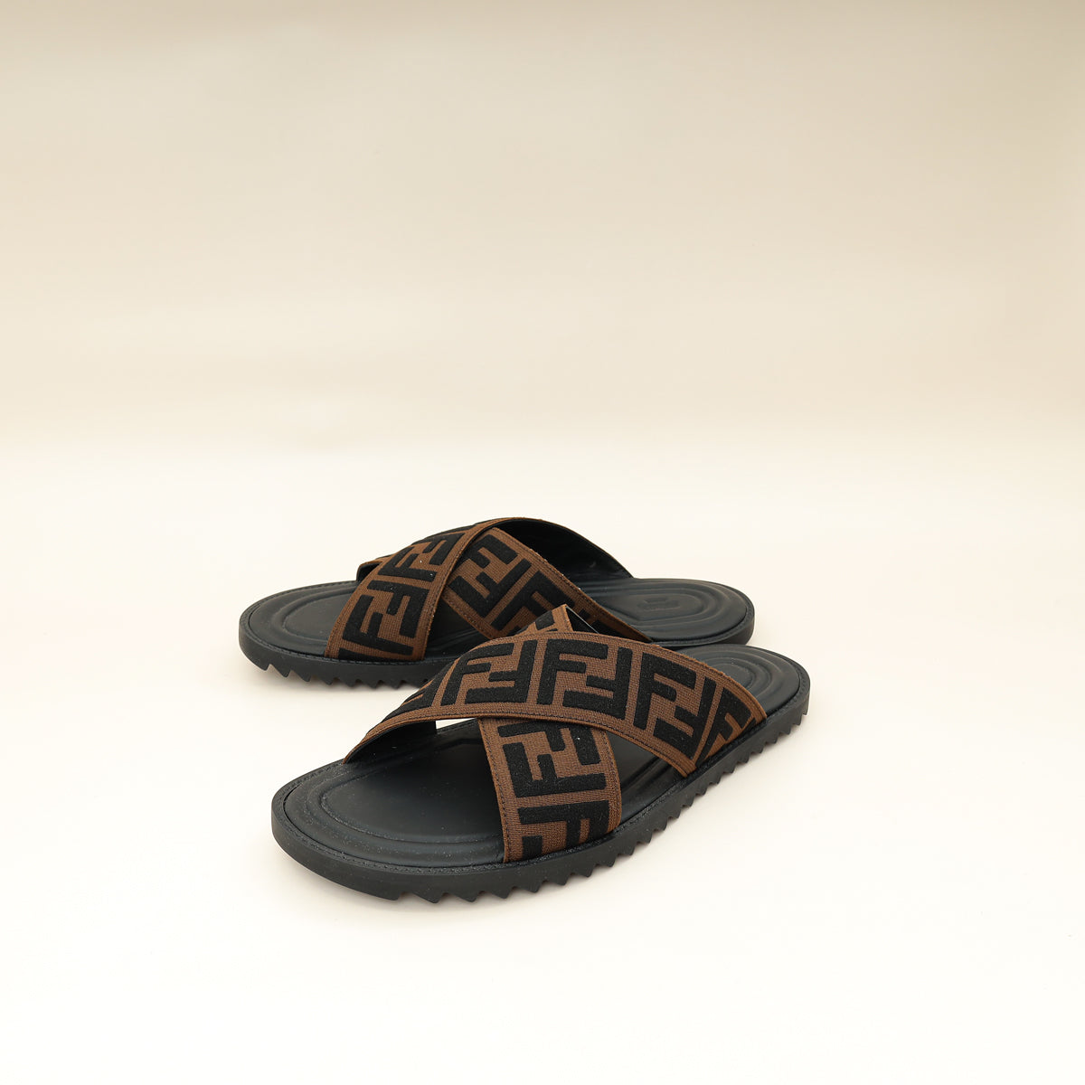 Fendi Brown Logo-Embossed Slides 6
