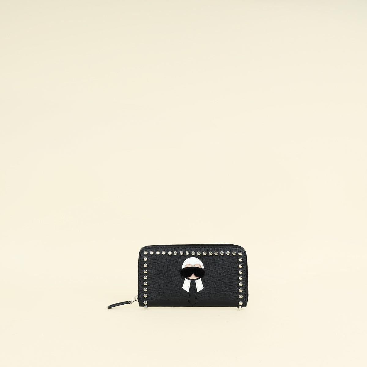 Fendi Black Studded Karlito Zippy Wallet