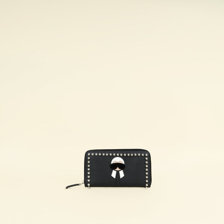 Fendi Black Studded Karlito Zippy Wallet