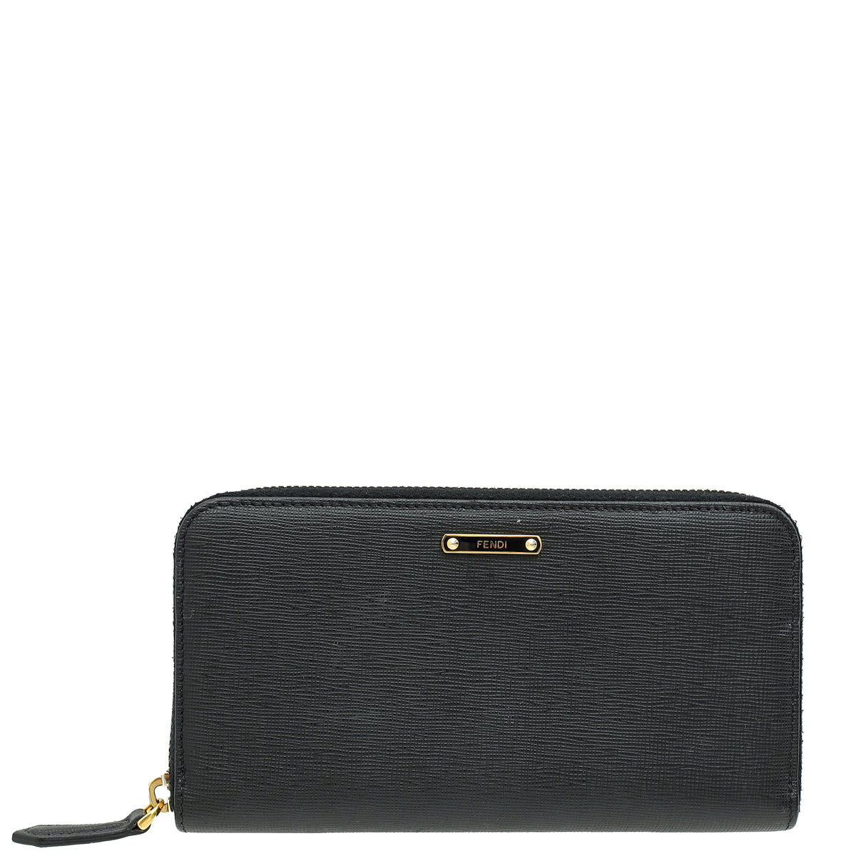 Fendi Black Vitello Elite Zippy Wallet
