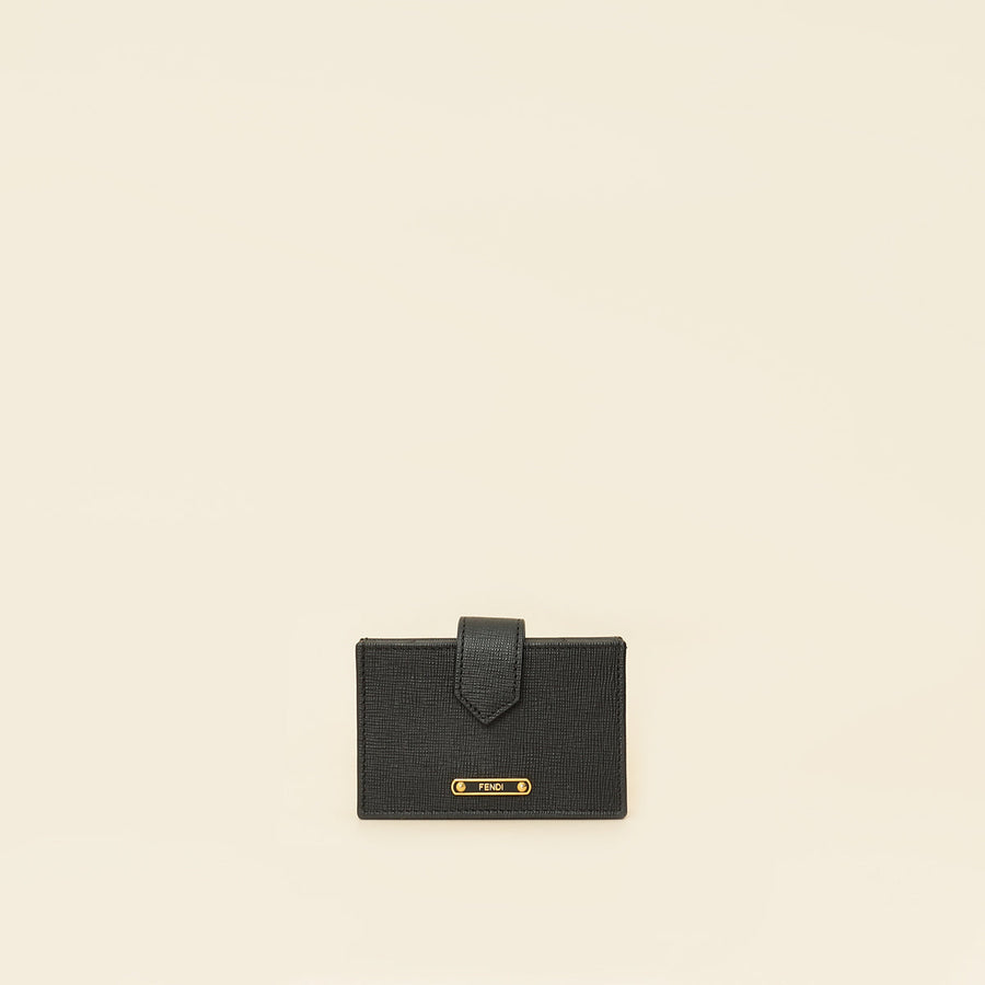 Fendi Black Logo Gusseted Card Holder