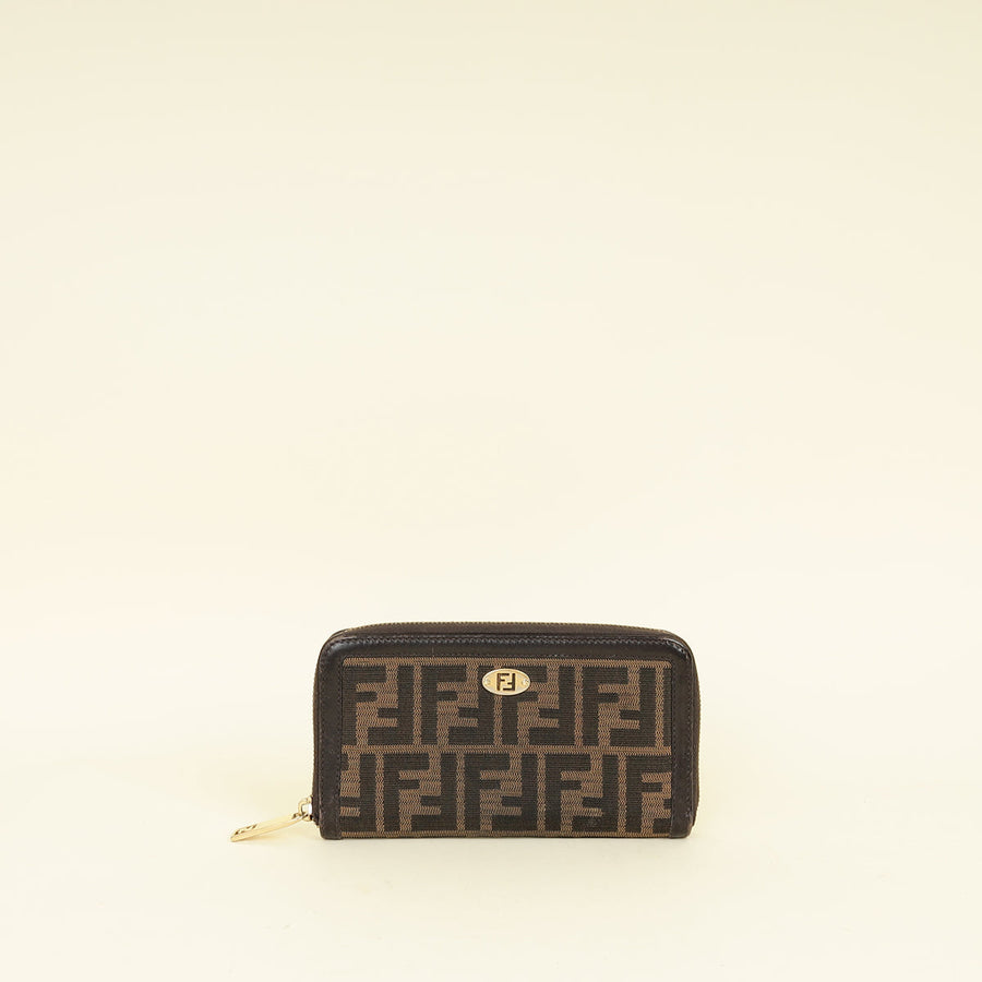 Fendi Tobacco Zucca Zip Around Wallet