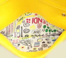 Fendi Yellow Embossed Chain Clutch Bag
