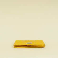 Fendi Yellow Embossed Chain Clutch Bag