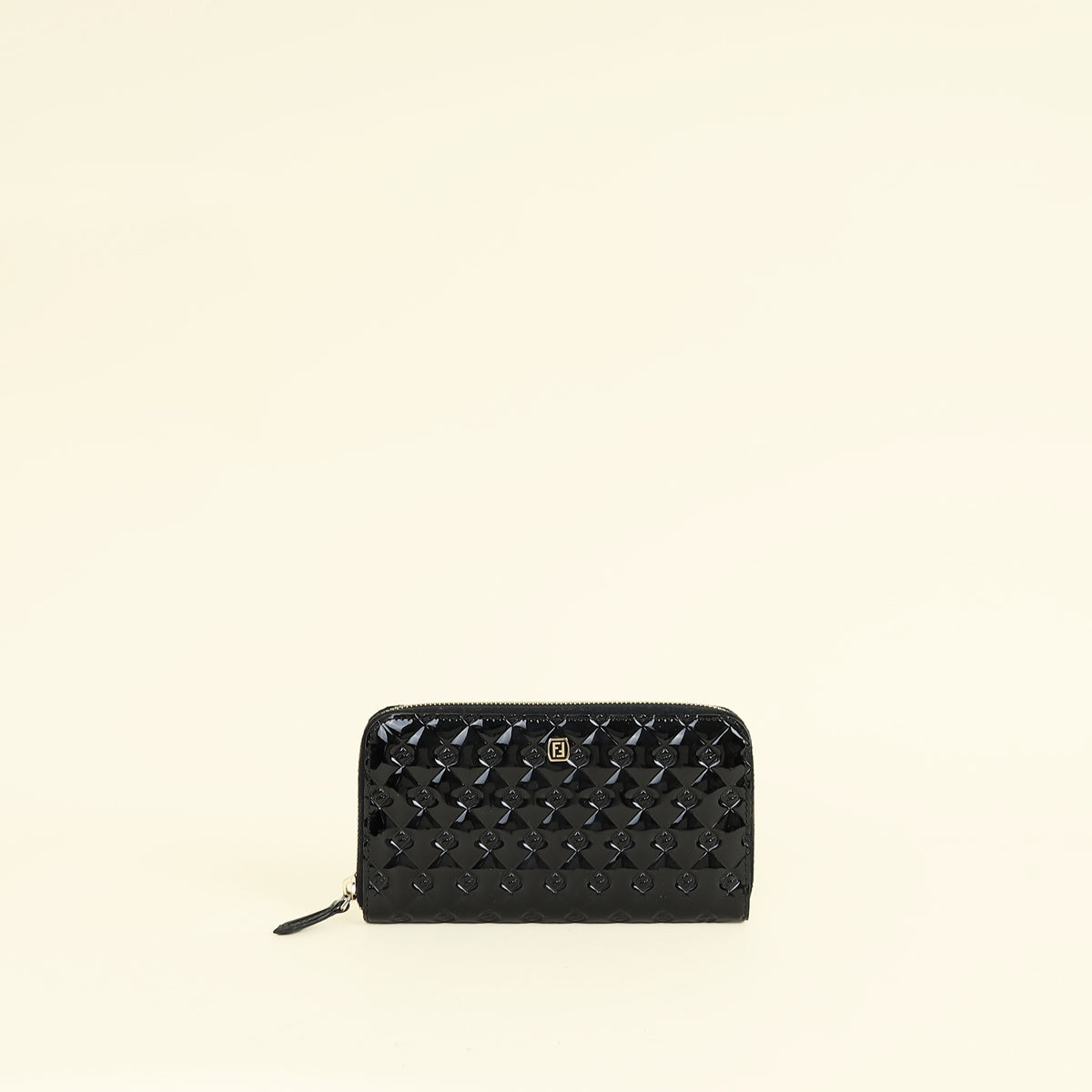 Fendi Black FF Embossed Zippy Wallet