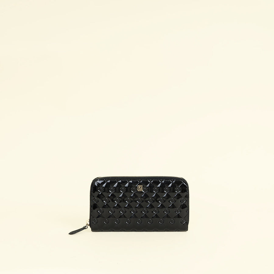 Fendi Black FF Embossed Zippy Wallet