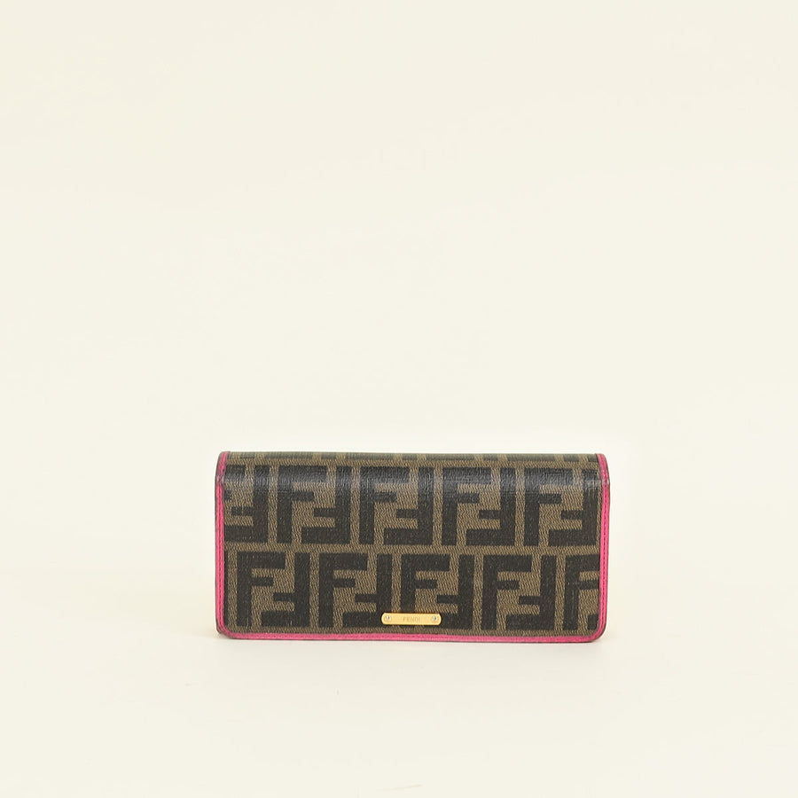 Fendi Bicolor FF Zucca Trifold Continental Wallet