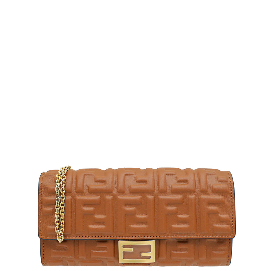 Fendi Caramel Baguette Continental Wallet on Chain