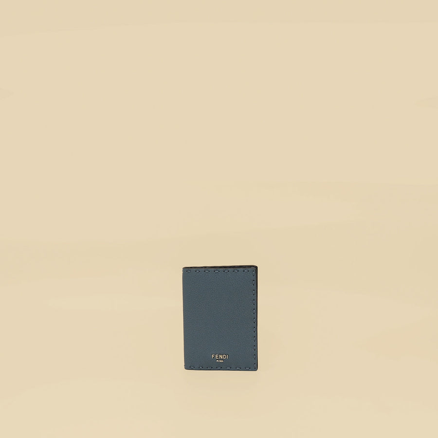 Fendi Myrtle Blue Selleria Card Holder