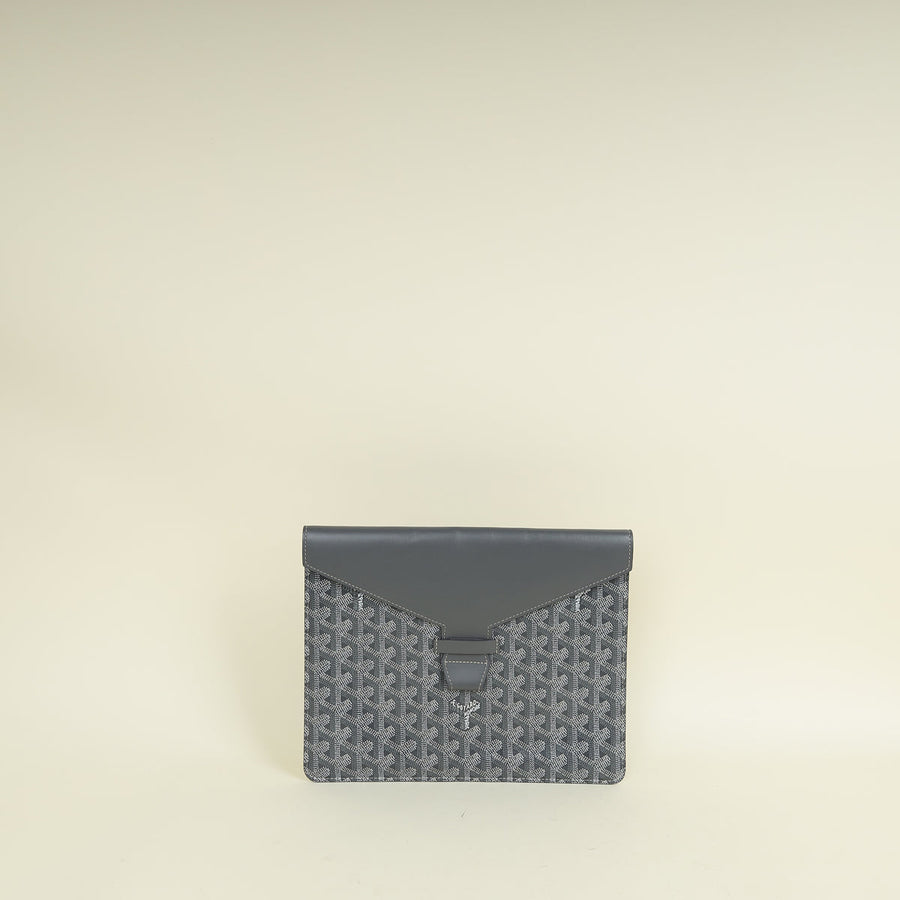 Goyard Grey Goyardine Camondo MM Horizontal Clutch