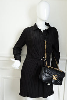 Gucci Black GG Marmont Medium Shoulder Bag