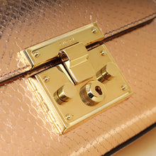 Gucci Metallic Pink Gold Middle East Exclusive Python Padlock Chain Small Shoulder Bag