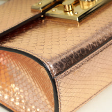 Gucci Metallic Pink Gold Middle East Exclusive Python Padlock Chain Small Shoulder Bag