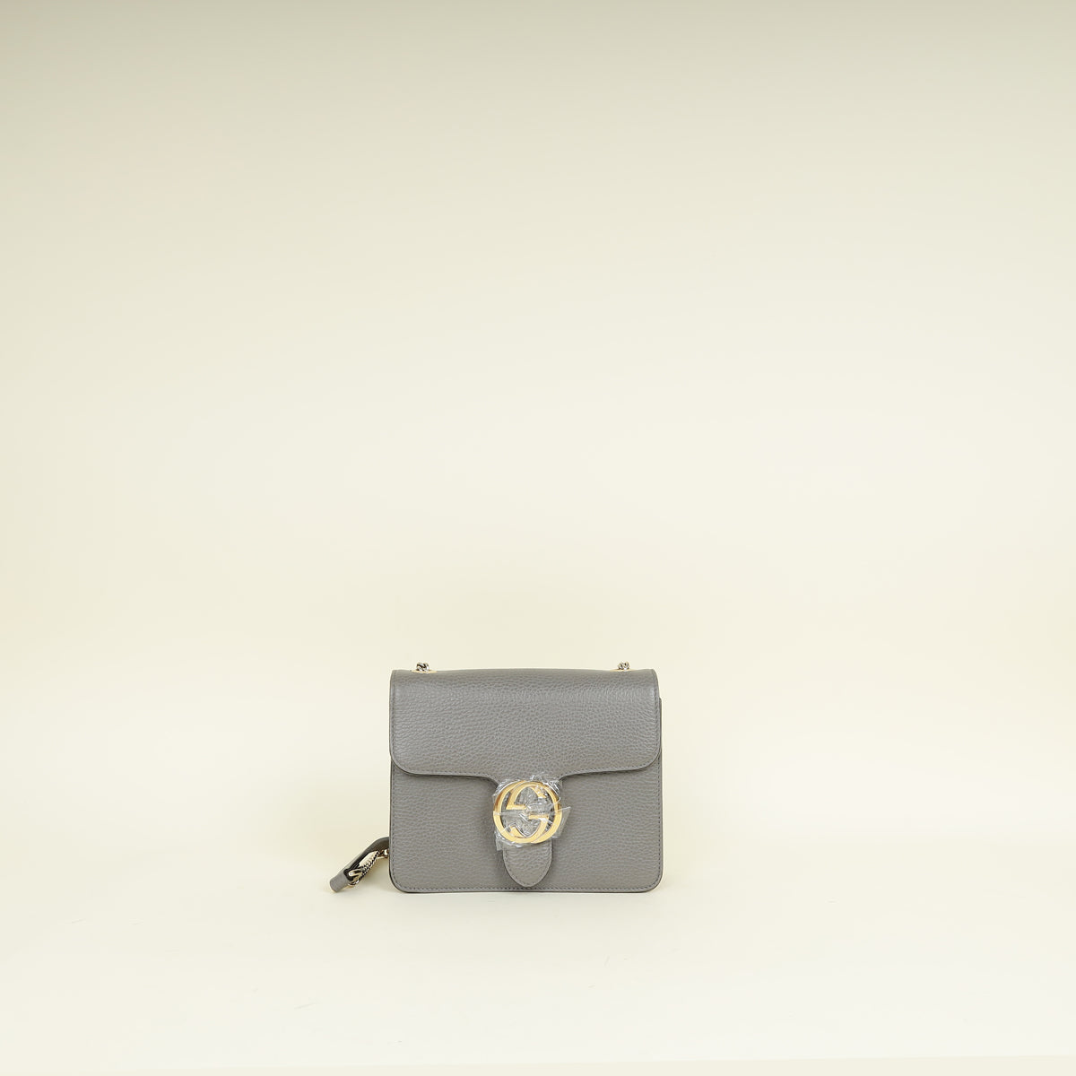 Gucci Gray Interlocking G Flap Small Shoulder Bag