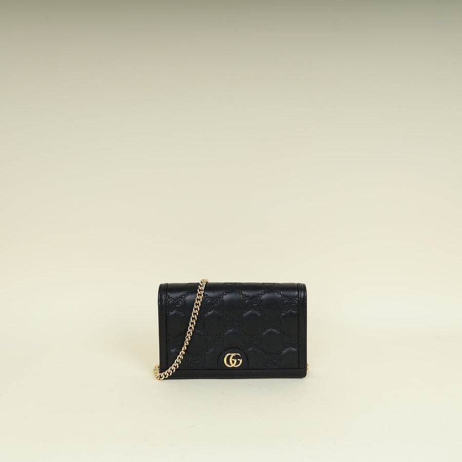 Gucci Black GG Matelasse Wallet on Chain