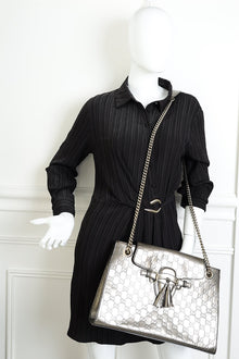 Gucci Metallic Brownish Gray GG Shine Emily Large Shoulder Bag