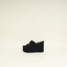 Gucci Black GG Horsebit Wedge Sandal 37