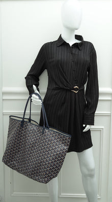 Goyard Navy Blue Goyardine Saint Louis GM Bag