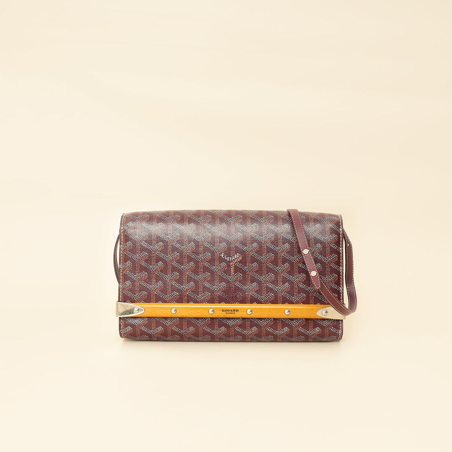 Goyard Burgundy Goyardine Monte Carlo PM Strap Clutch Bag