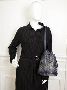 Goyard Navy Blue Goyardine Petit Flot Bucket Bag
