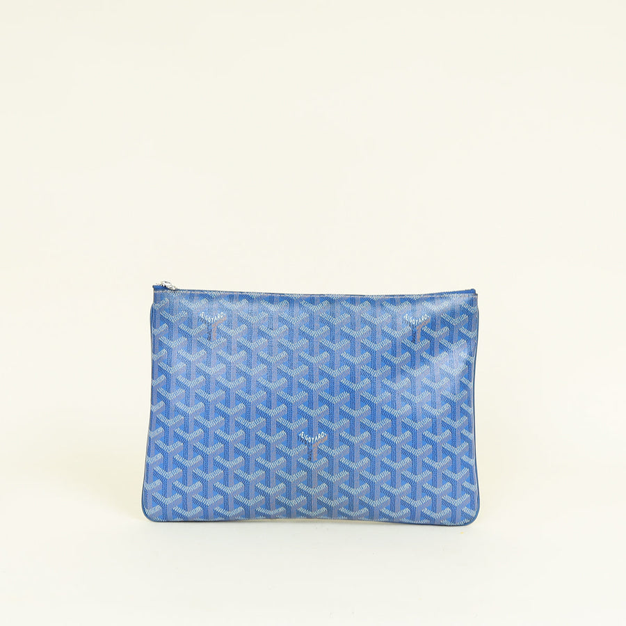 Goyard Blue Goyardine Sénat MM Pouch