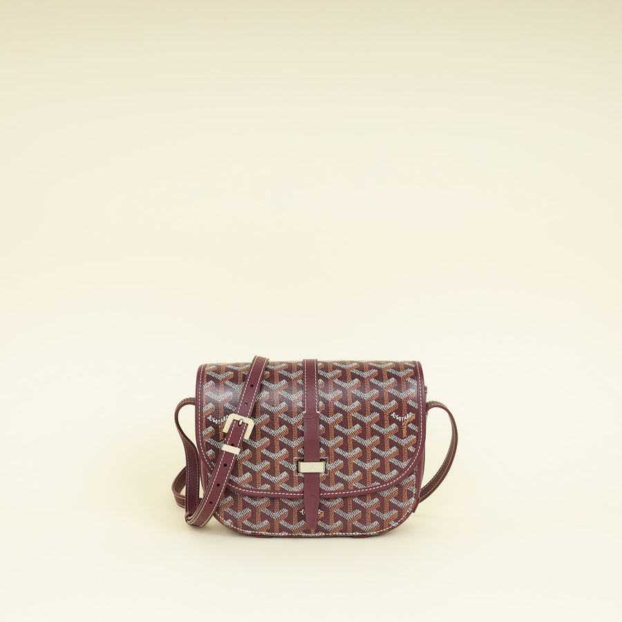 Goyard Burgundy Goyardine Belvedere PM Messenger Bag