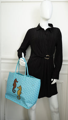 Goyard Turquoise Limited Edition Embroidered Seahorse Anjou PM Bag